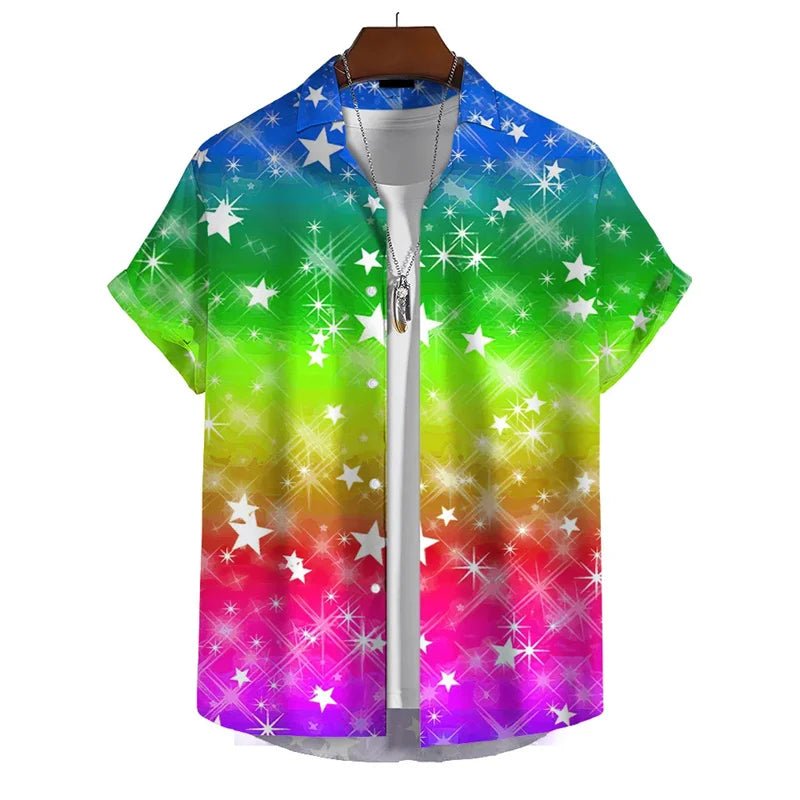 3D Rainbow Print Shirt - WOWihte