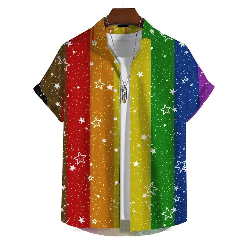 3D Rainbow Print Shirt - WOWihte