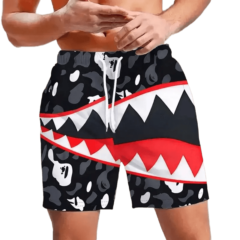 3D Shark Mouth Beach Shorts - WOWihte