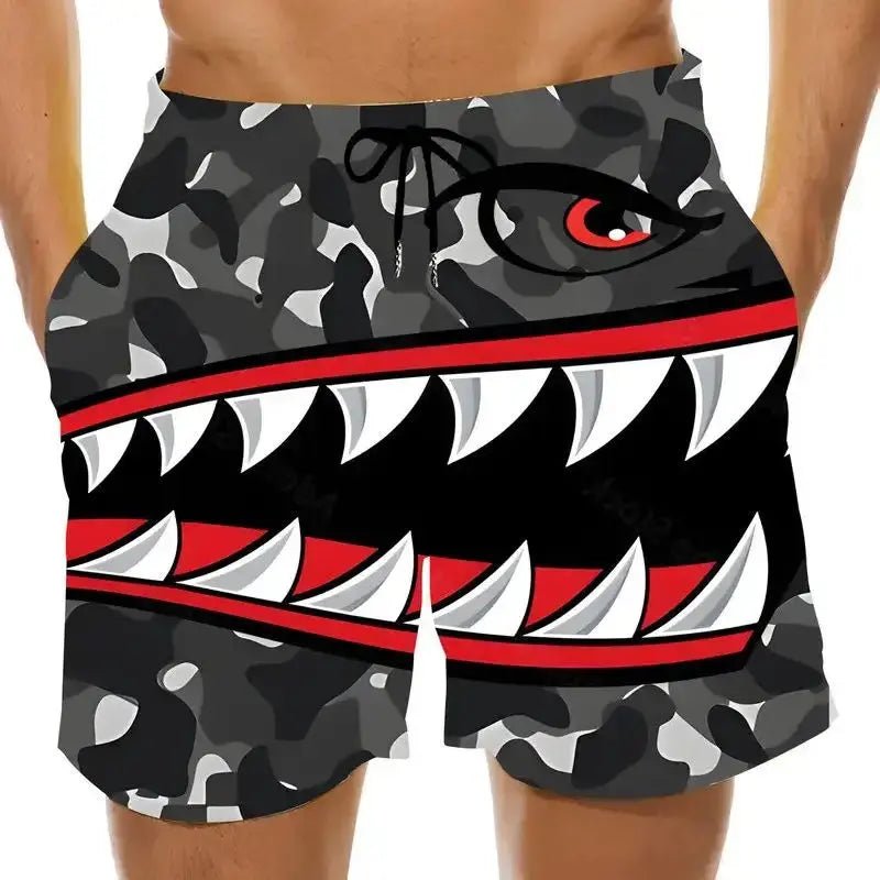 3D Shark Mouth Beach Shorts - WOWihte