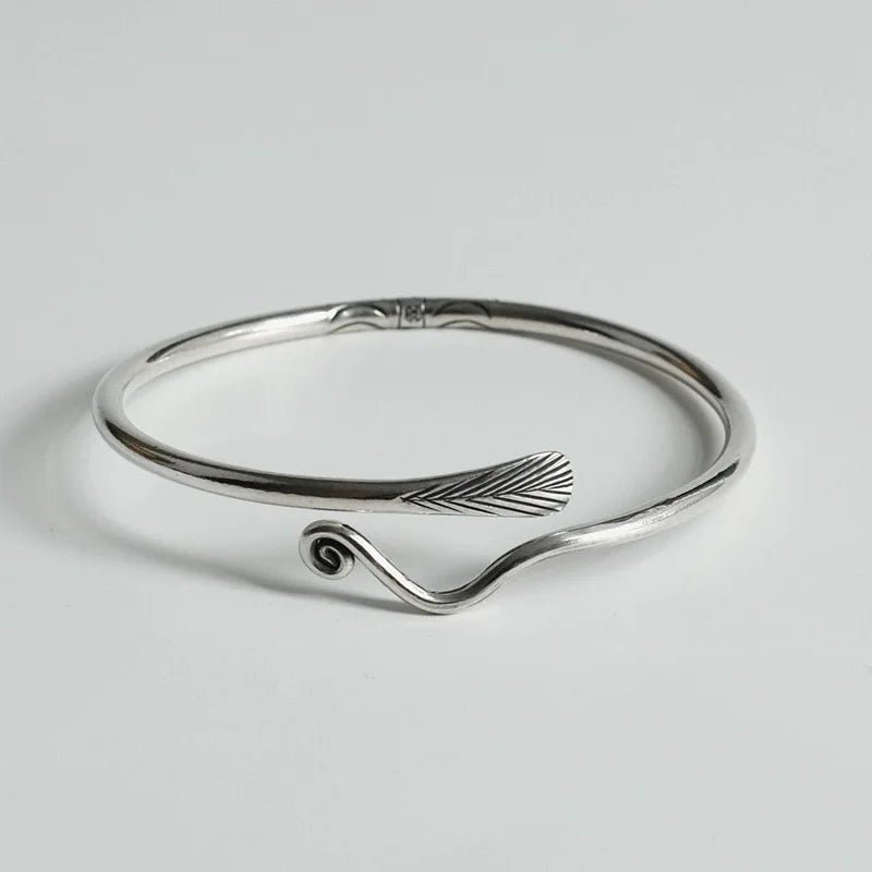 925 Sterling Feather Flower Bracelet - WOWihte