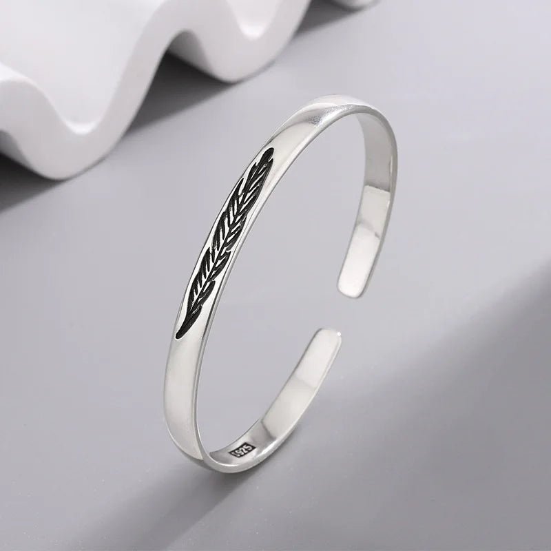 925 Sterling Feather Flower Bracelet - WOWihte
