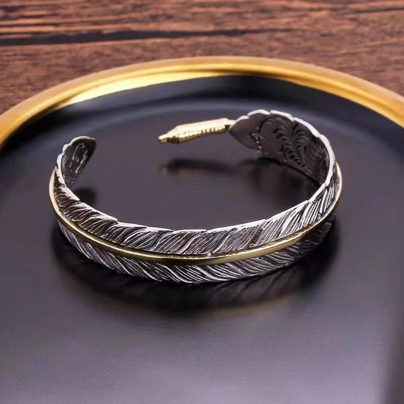 925 Sterling Feather Flower Bracelet - WOWihte