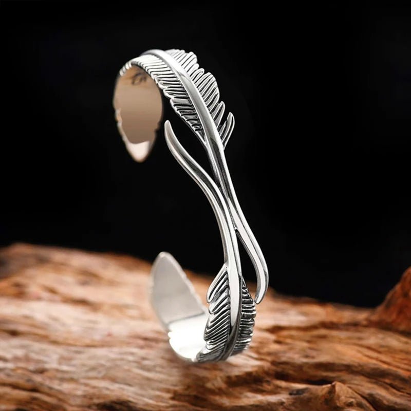 925 Sterling Feather Flower Bracelet - WOWihte