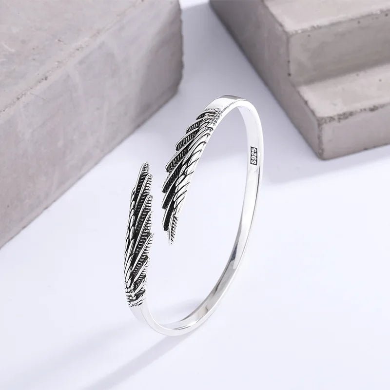 925 Sterling Feather Flower Bracelet - WOWihte