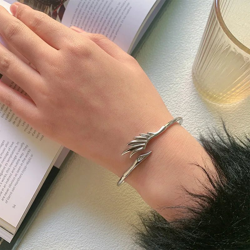 925 Sterling Feather Flower Bracelet - WOWihte
