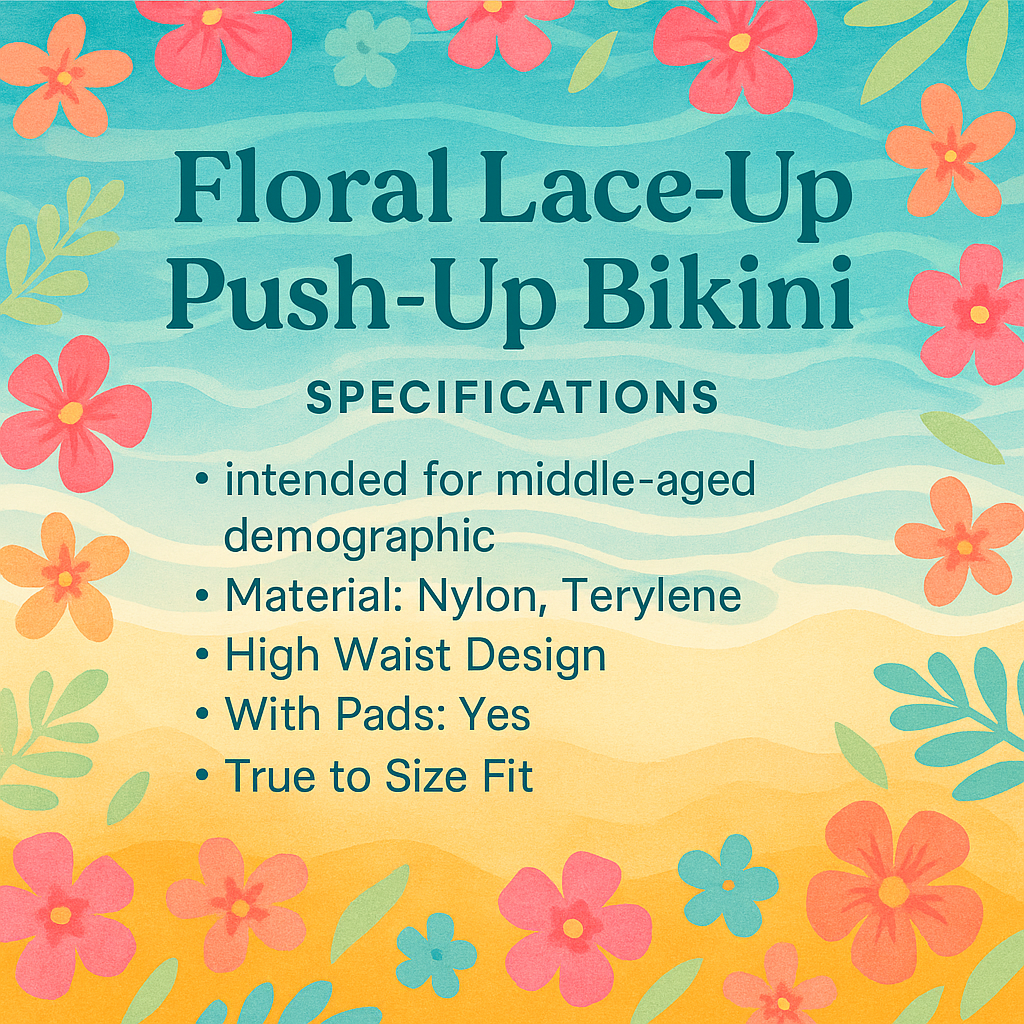 Floral Lace-Up Push-Up Bikini