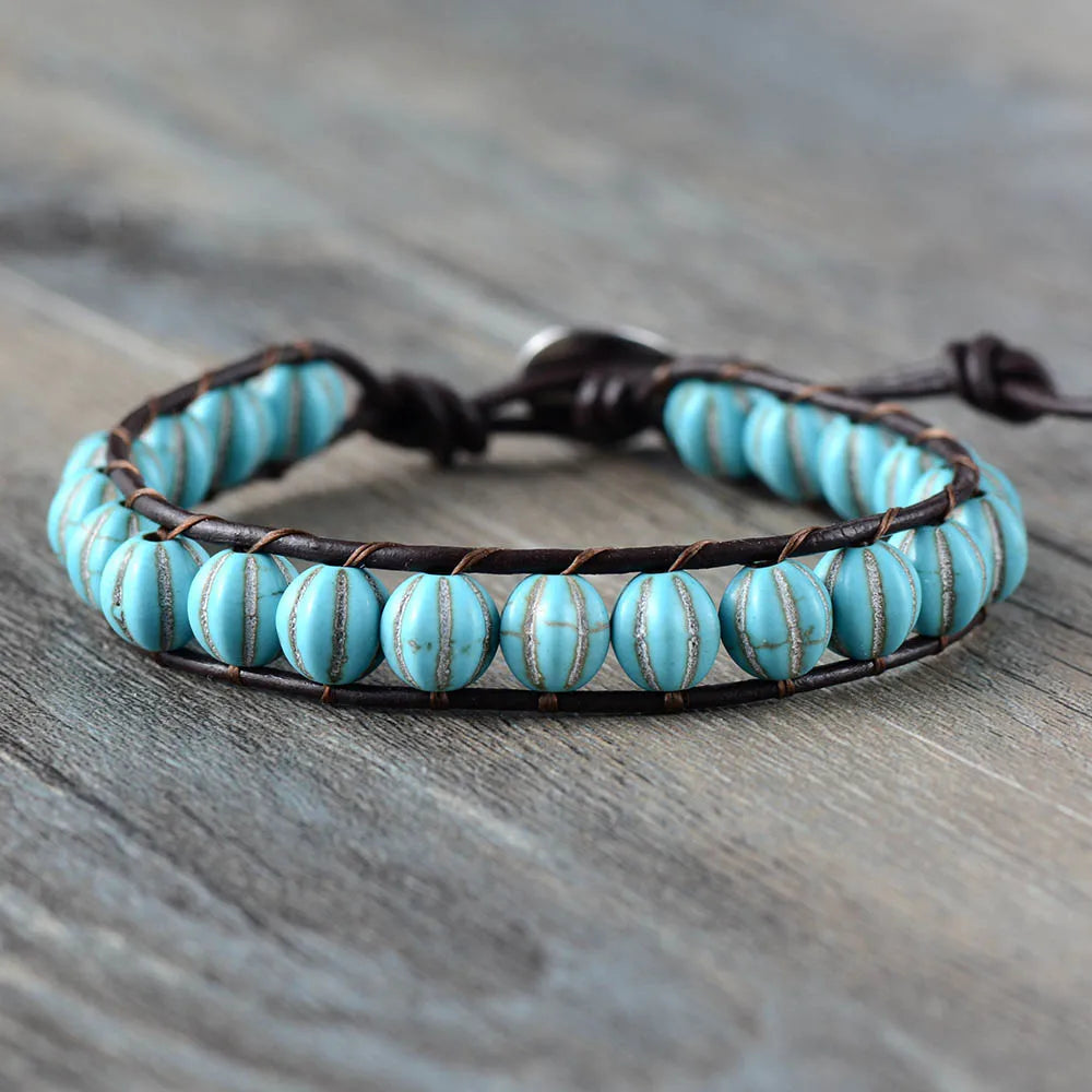 Pumpkin Stone Boho Wrap Bracelet
