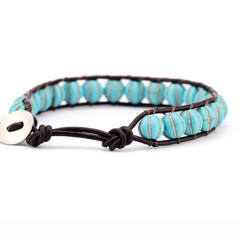 Pumpkin Stone Boho Wrap Bracelet