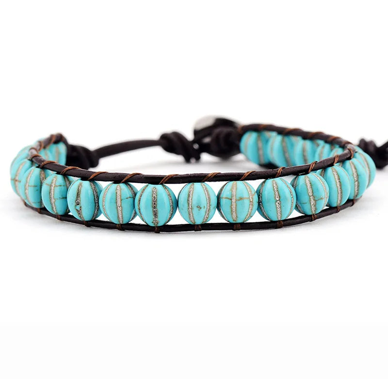 Pumpkin Stone Boho Wrap Bracelet