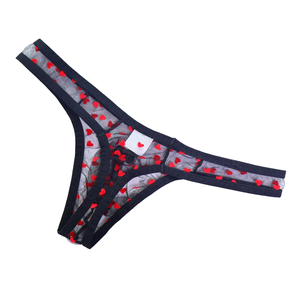 Men's Breathable Heart Printed Thongs Underwear