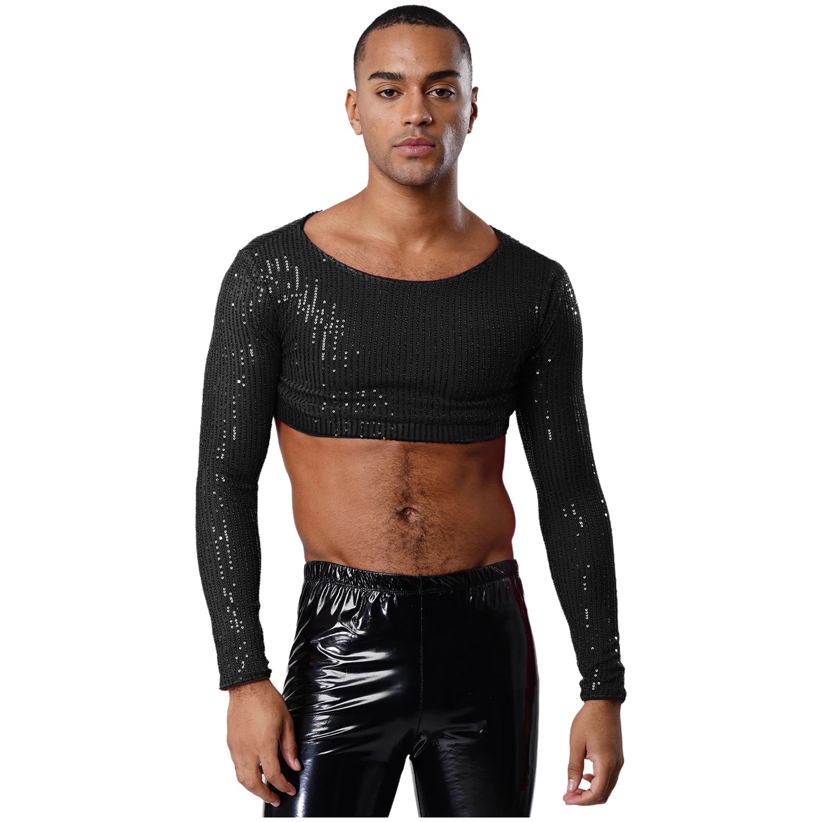 Men's Glitter Sequin Crop Top