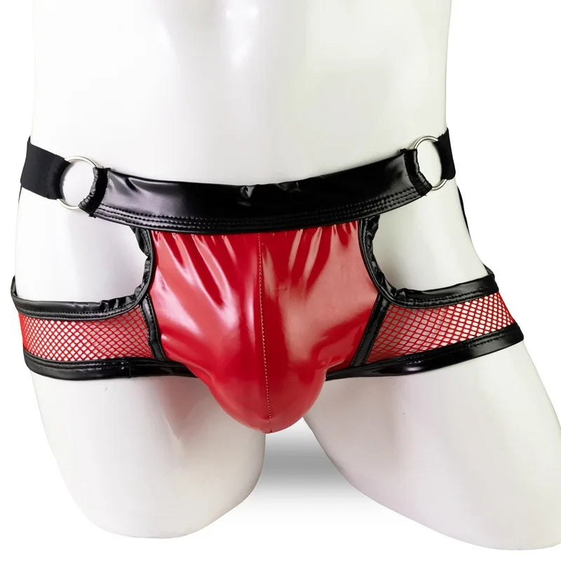 Mesh Faux Leather Jockstrap