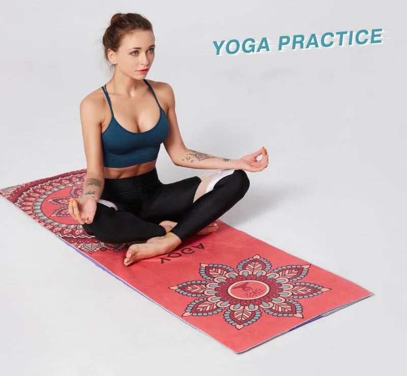 Fleece Yoga Towel Sweat Absorbent Non-Slip Fitness Mat