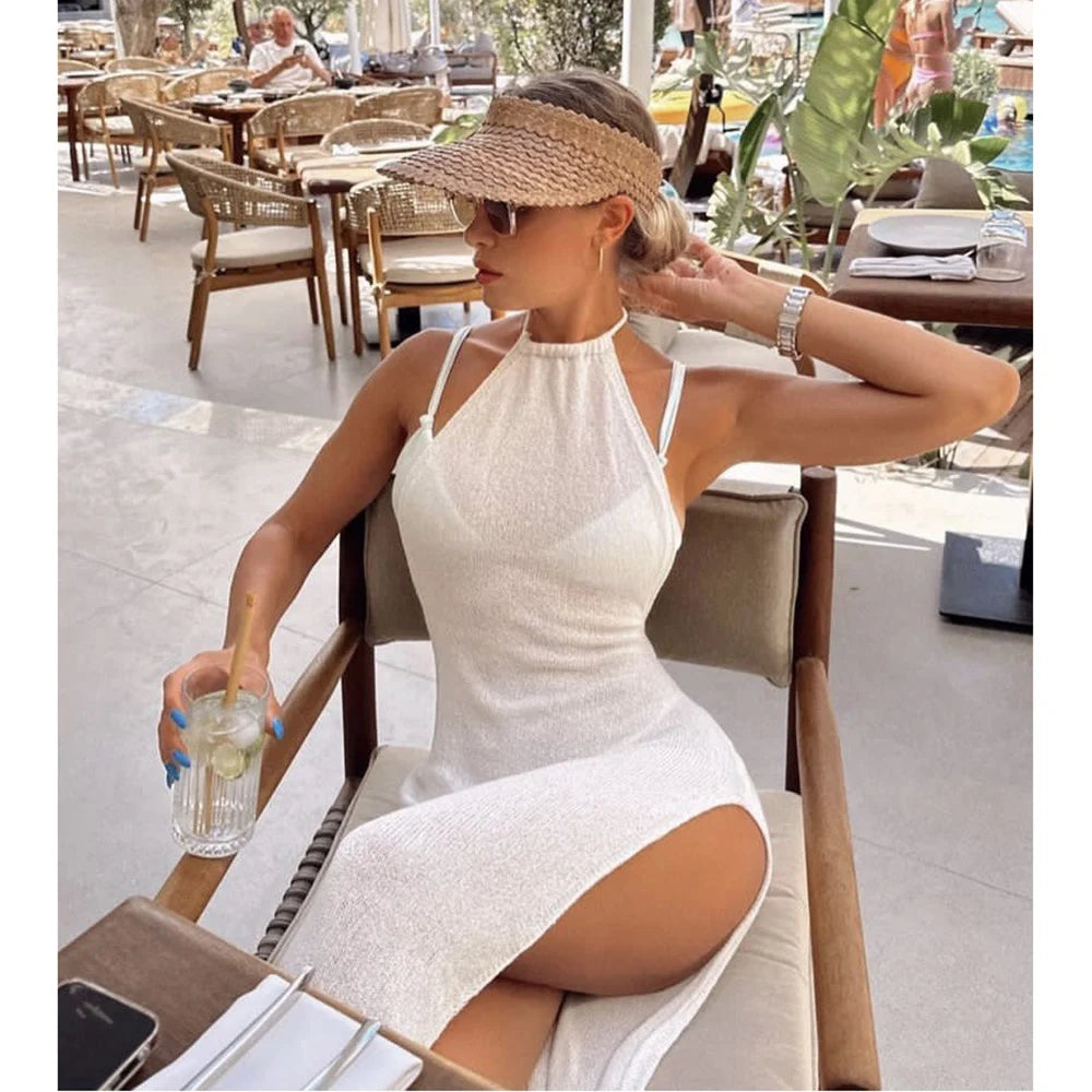Sheer Halter Knit Maxi