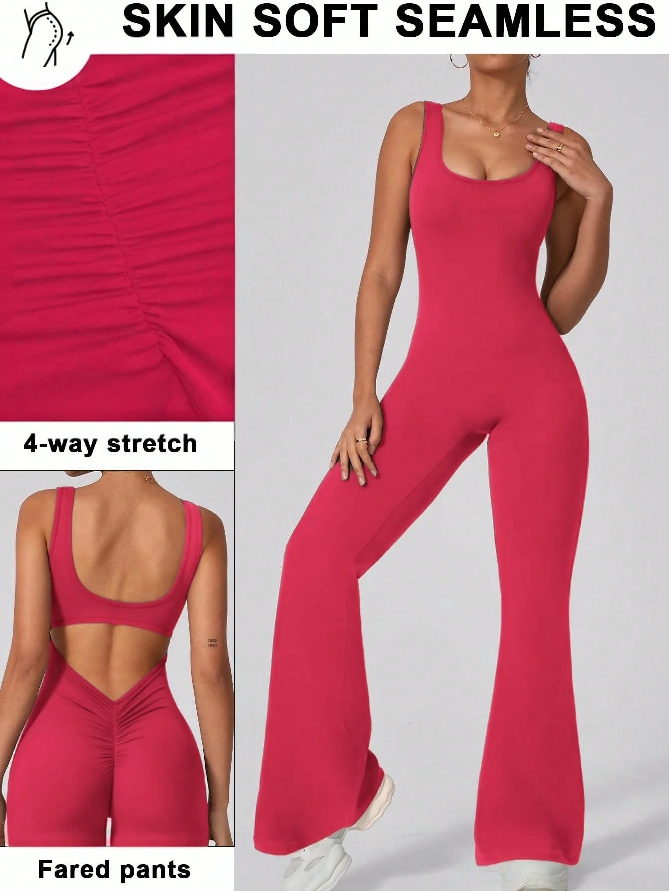 Soft Padded Backless Yoga Jumpsuit