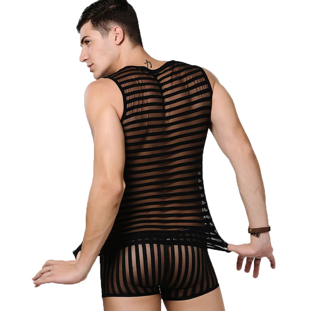 Sexy Men's Striped Tank Top
