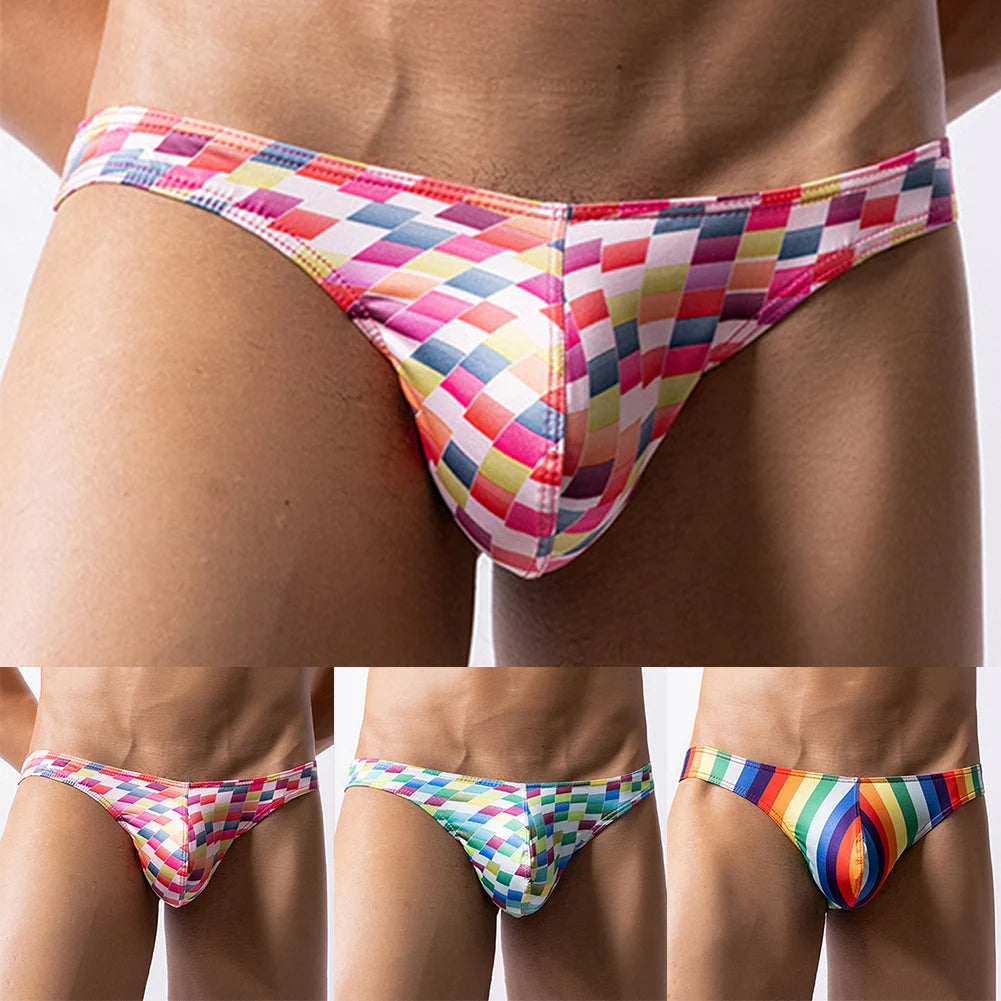 Mens Sexy G-Strings Low Rise T-back Briefs Hight Cut Bikini Thongs Summer Seamless Smooth Underwear Super Mini Swim Underpants
