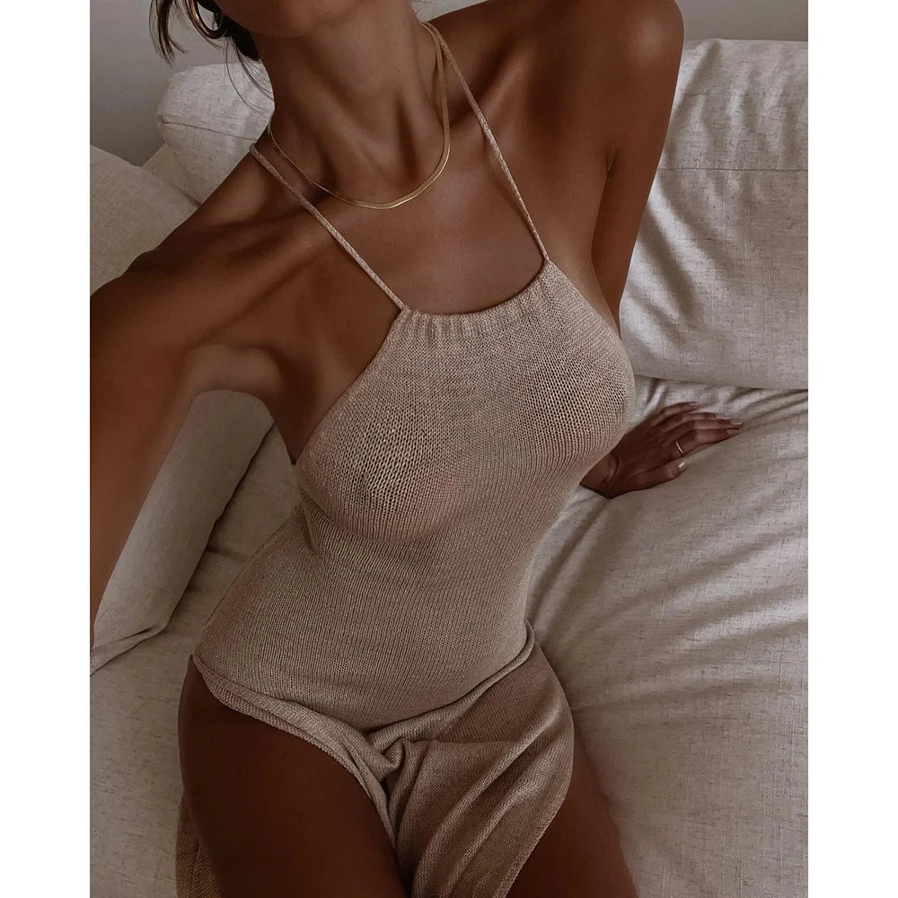 Sheer Halter Knit Maxi