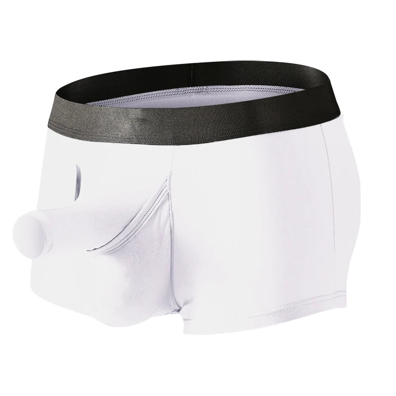 Men's Bamboo Fiber Long Boxer Briefs with Elephant Pouch