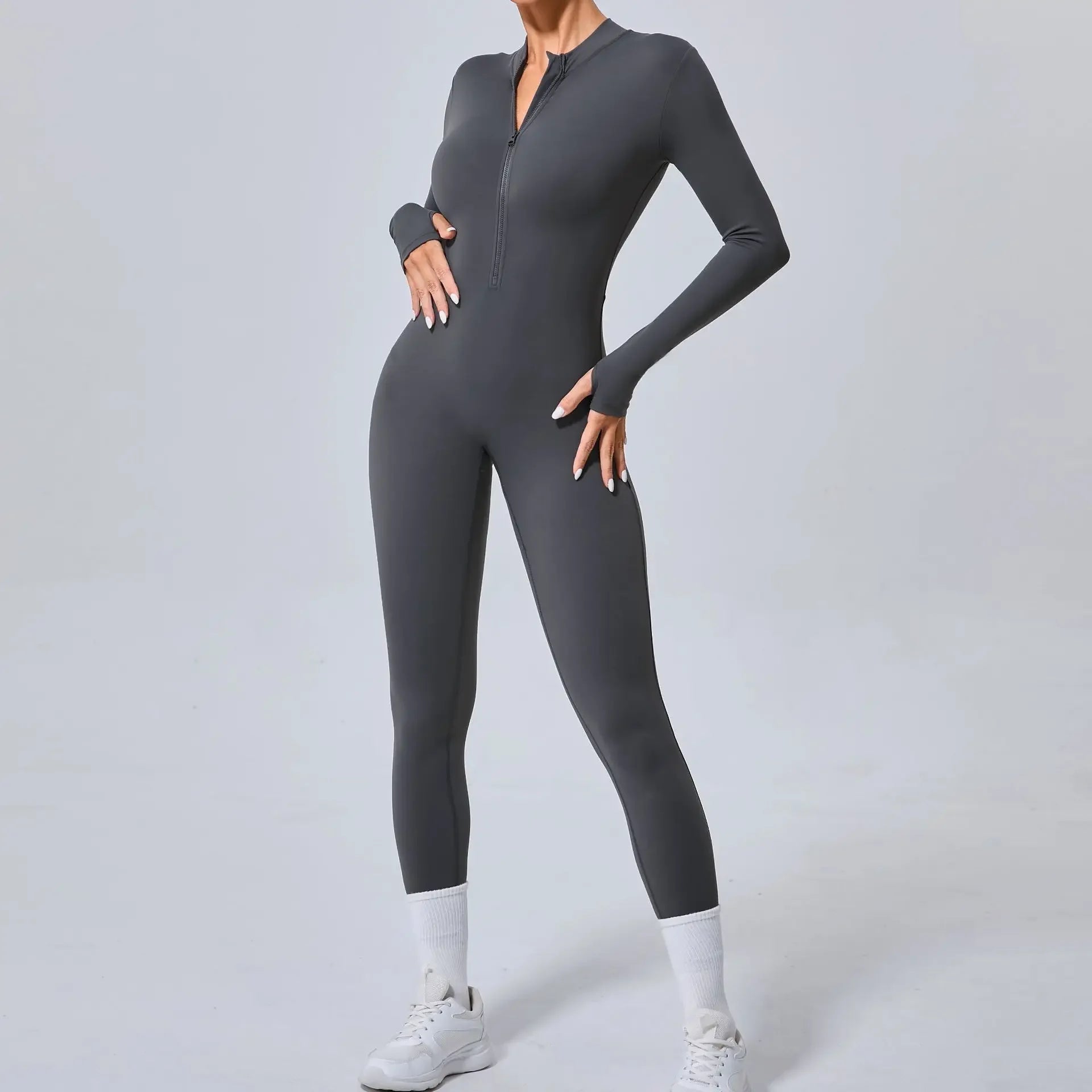 Seamless Zippered Hip-Lift Jumpsuit