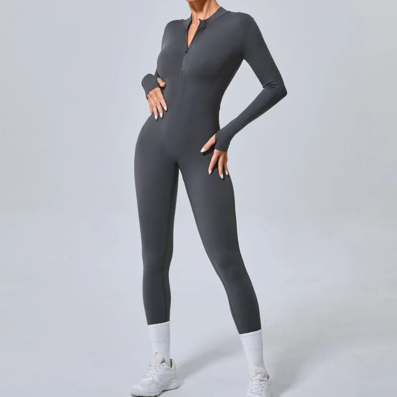 Seamless Zippered Hip-Lift Jumpsuit