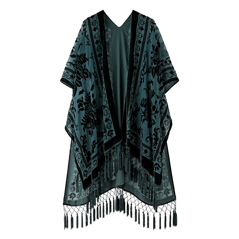 Tassel Plush Beach Kimono