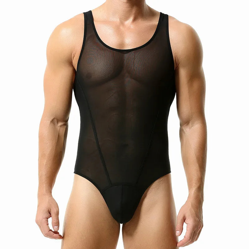 Sexy Men's Sheer Tights Jumpsuit