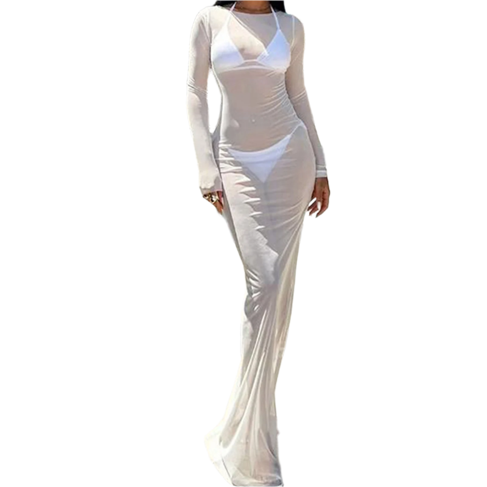 Sheer Mesh Maxi Coverup