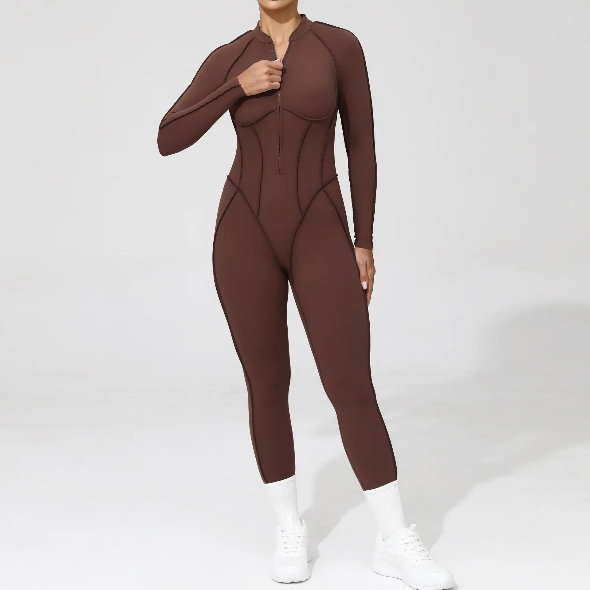 Long-Leg Zipper Yoga Jumpsuit