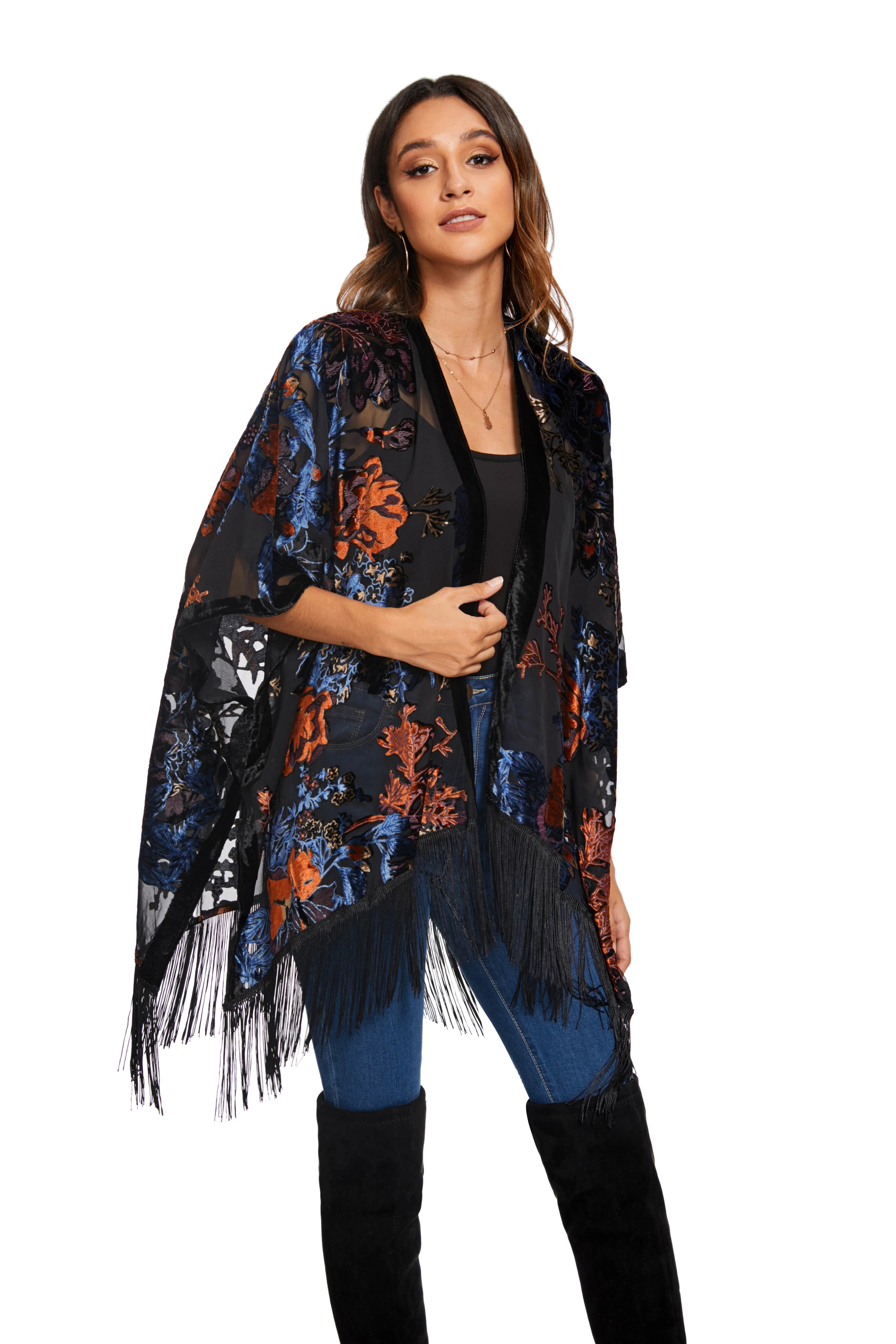 Tassel Plush Beach Kimono