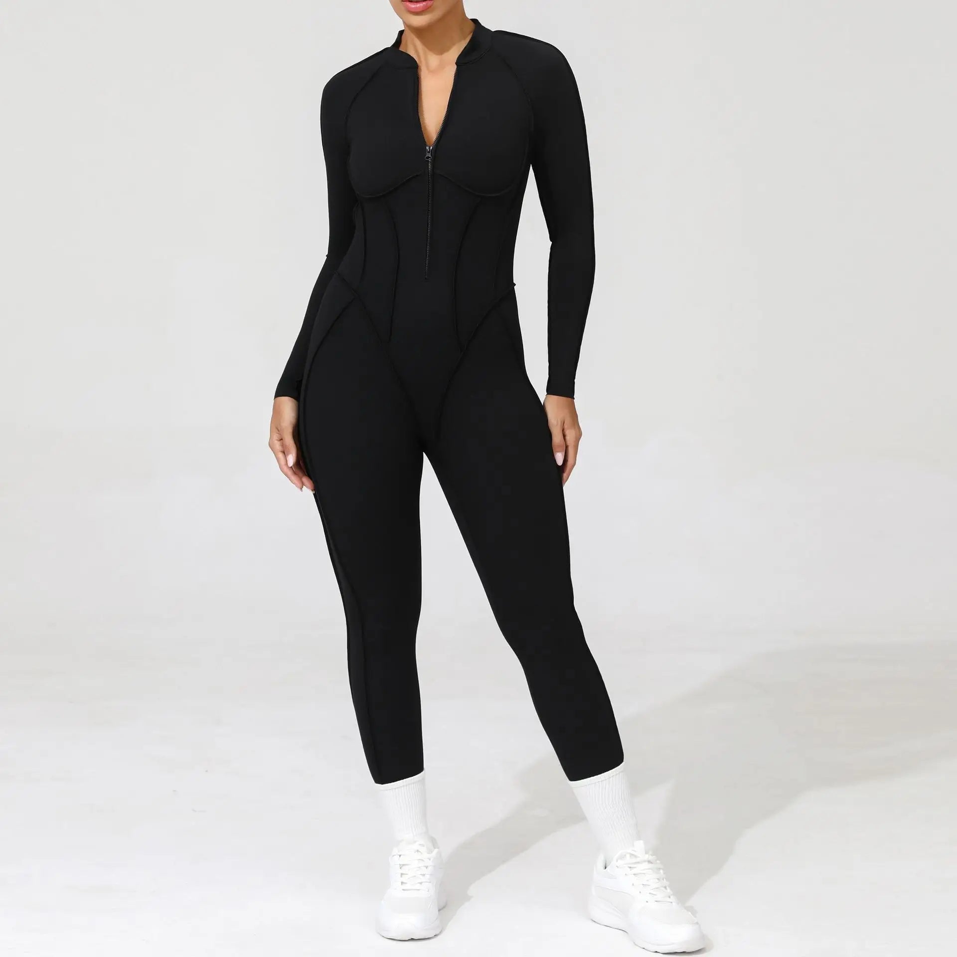 Long-Leg Zipper Yoga Jumpsuit