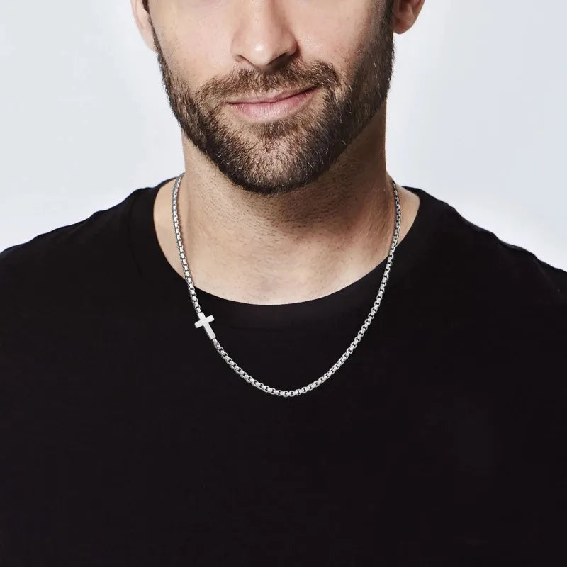 Men's Sideways Cross Necklace