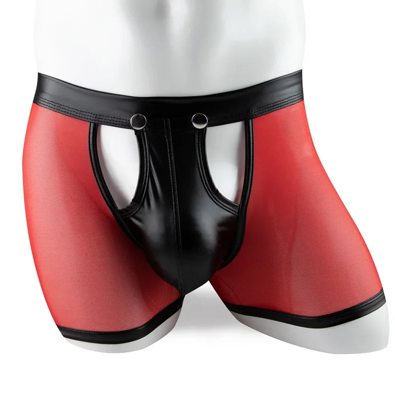 Sexy Men's Faux Leather Boxers