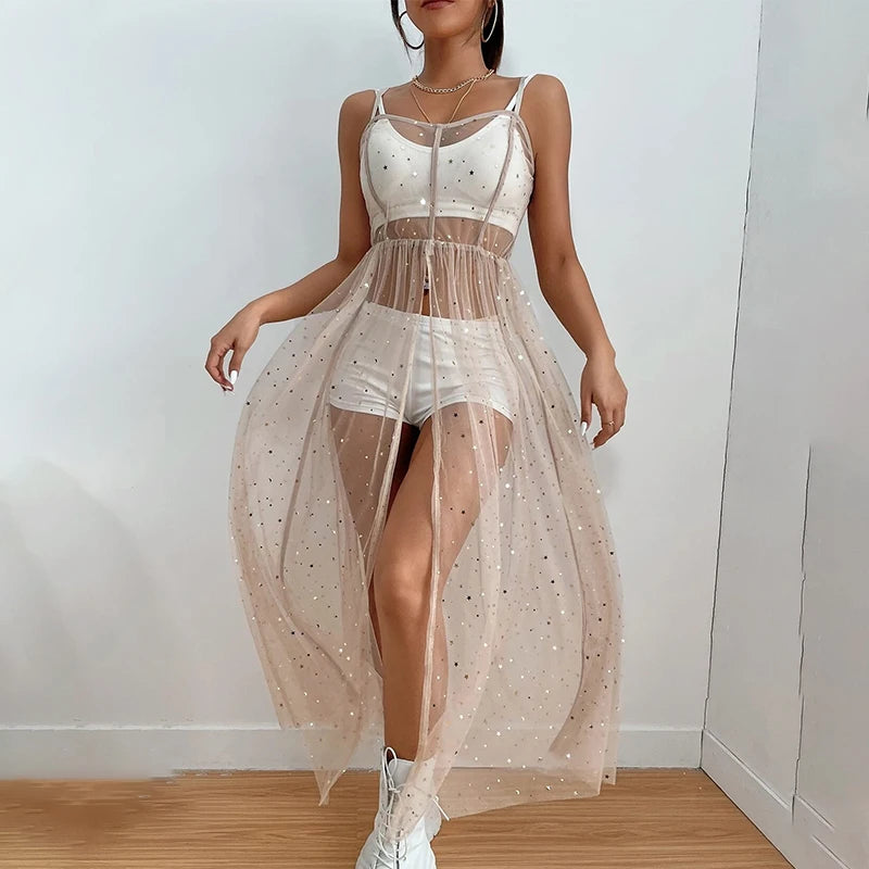 Sequined Split Midi Dress