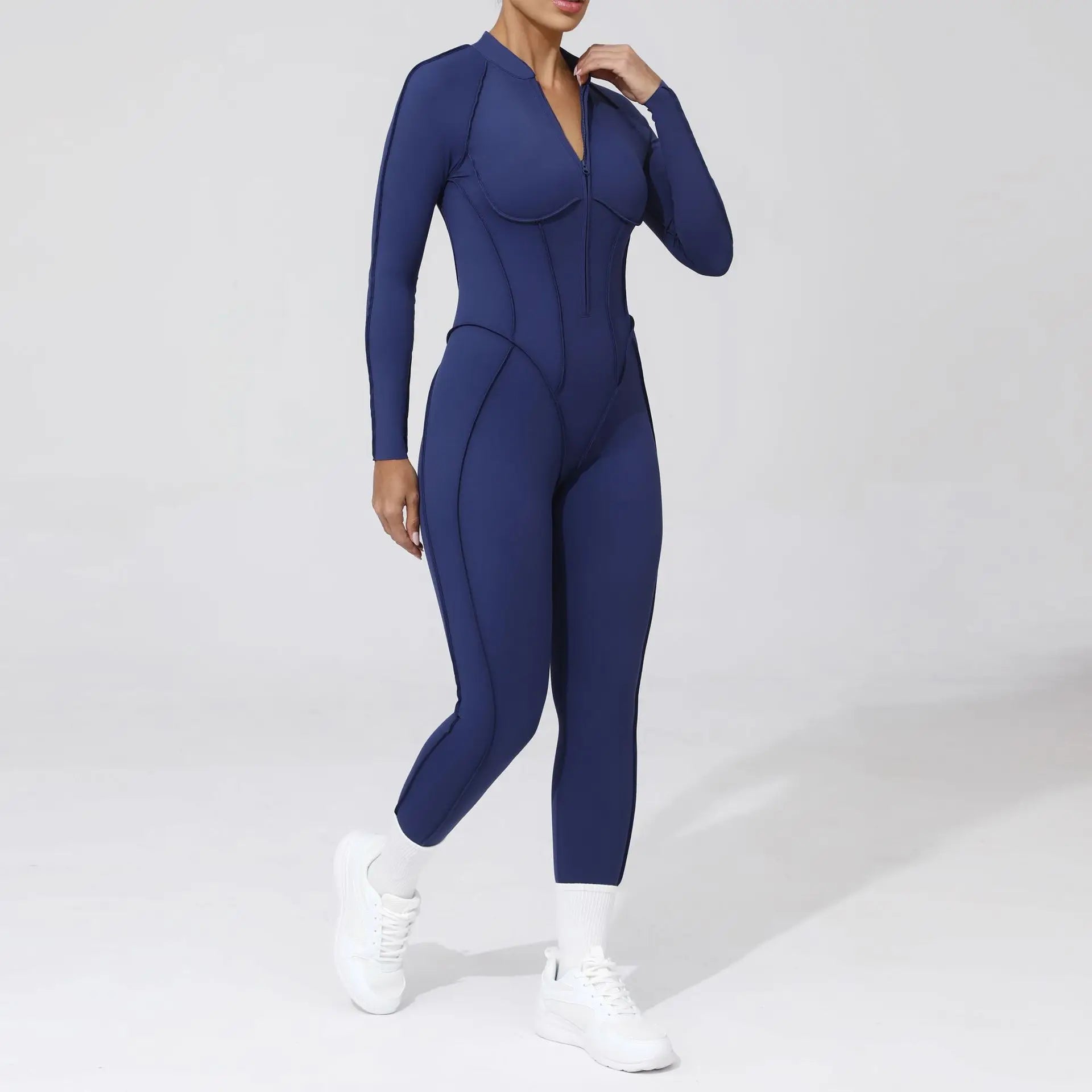 Long-Leg Zipper Yoga Jumpsuit