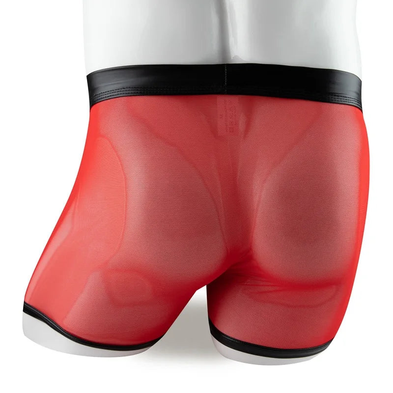 Sexy Men's Faux Leather Boxers