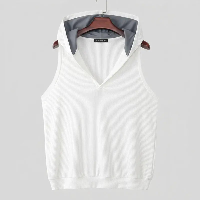 Patchwork Hooded Tank Top