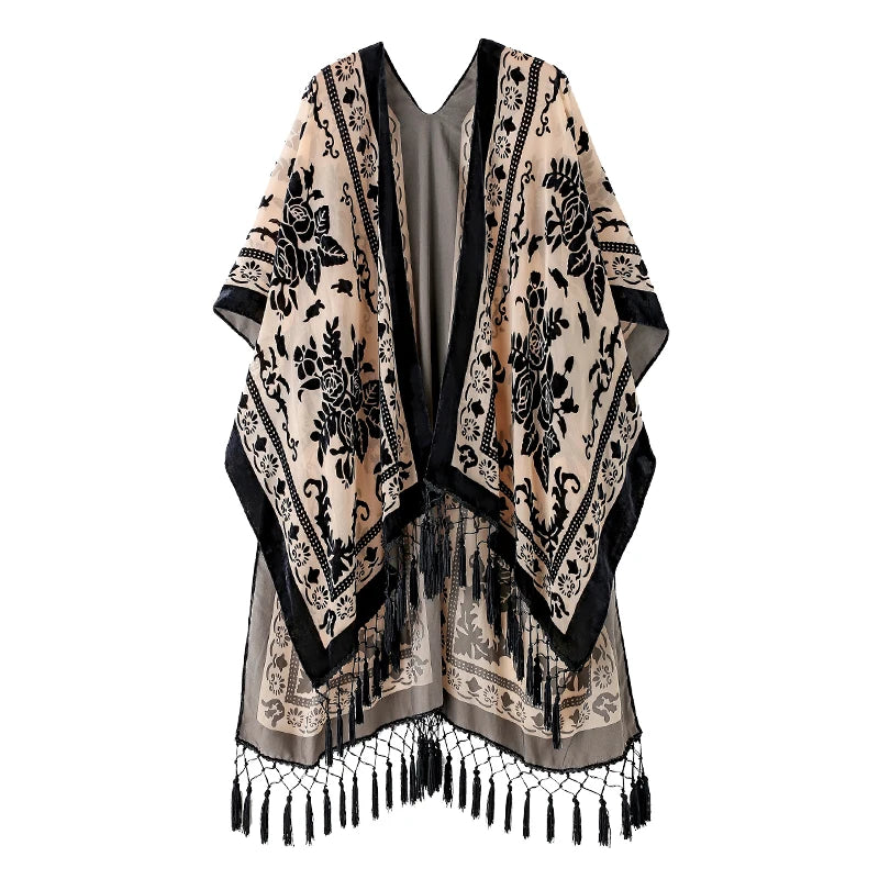 Tassel Plush Beach Kimono