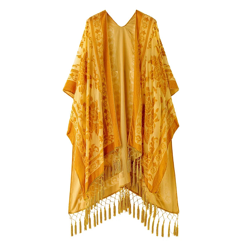 Tassel Plush Beach Kimono