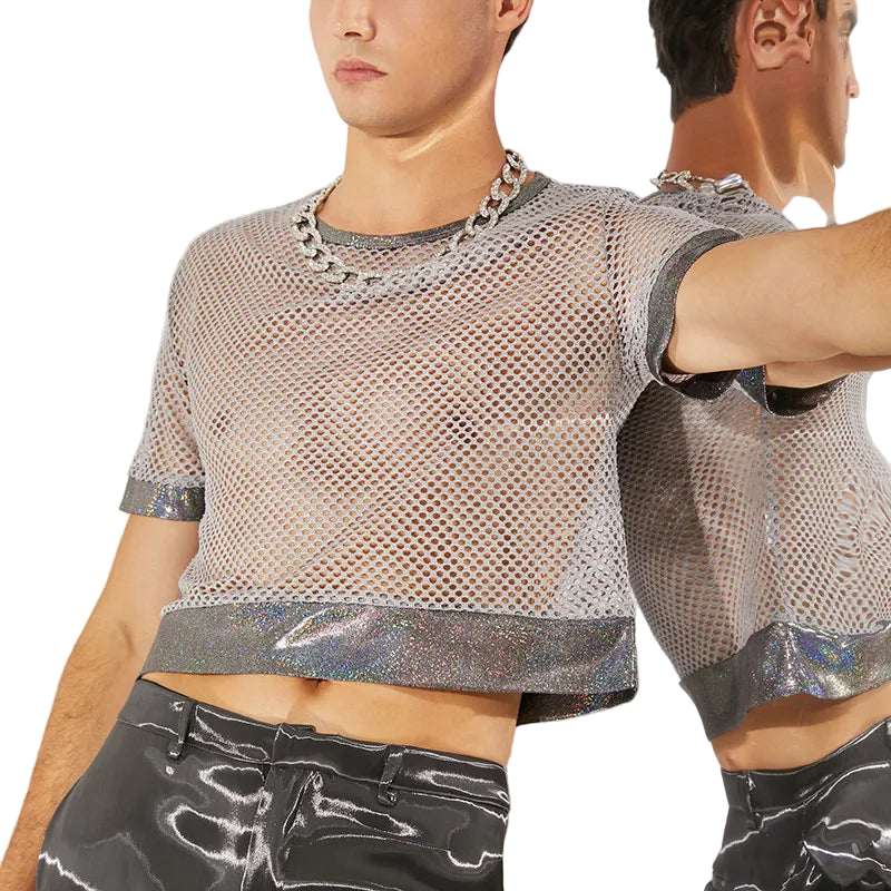 Person wearing a sheer mesh top with INCERUN branding