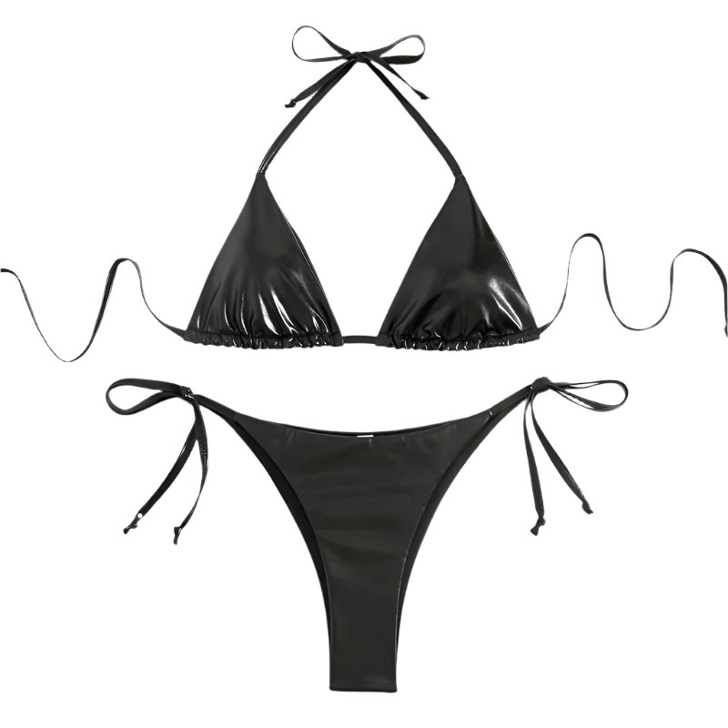 Shimmer Lace-Up Triangle Bikini