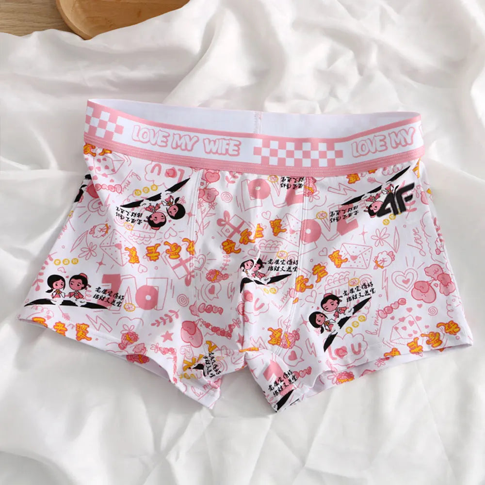 Fashion Brand Cotton Women Panties Printed Sports Boxer Breathable Summer Sexy Underwear Mid-Waist Boyshort Female Student Pants