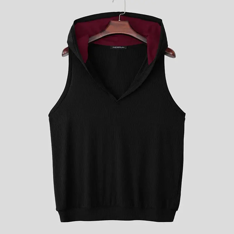 Patchwork Hooded Tank Top