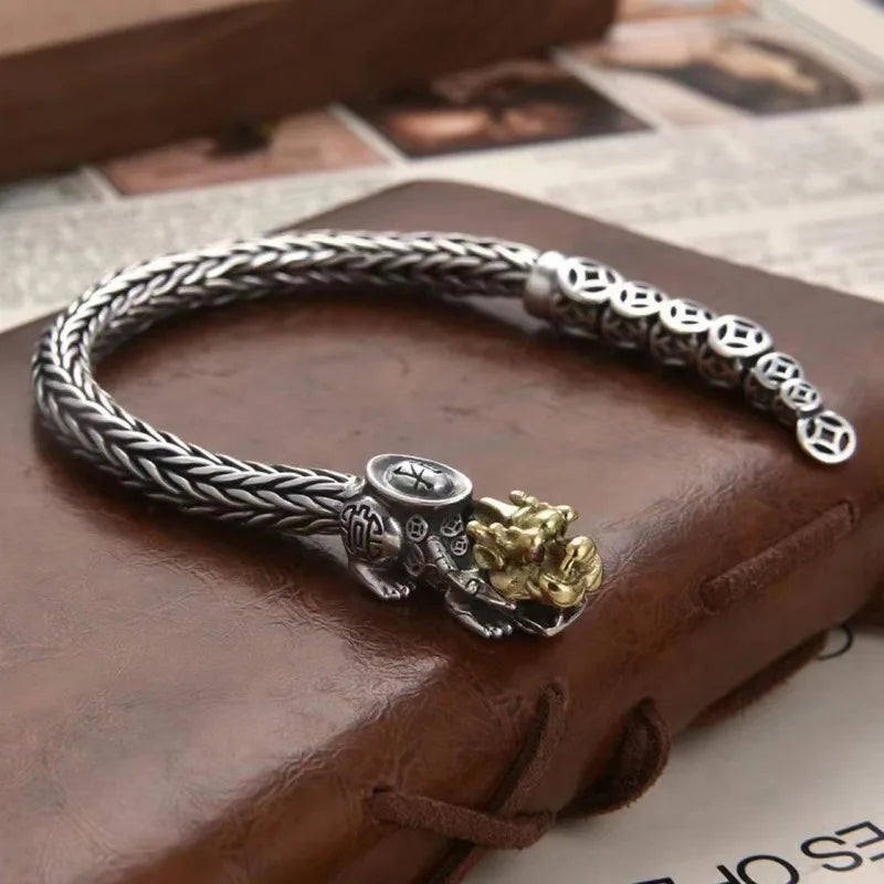 Retro Pixiu Silver Plated Bracelet