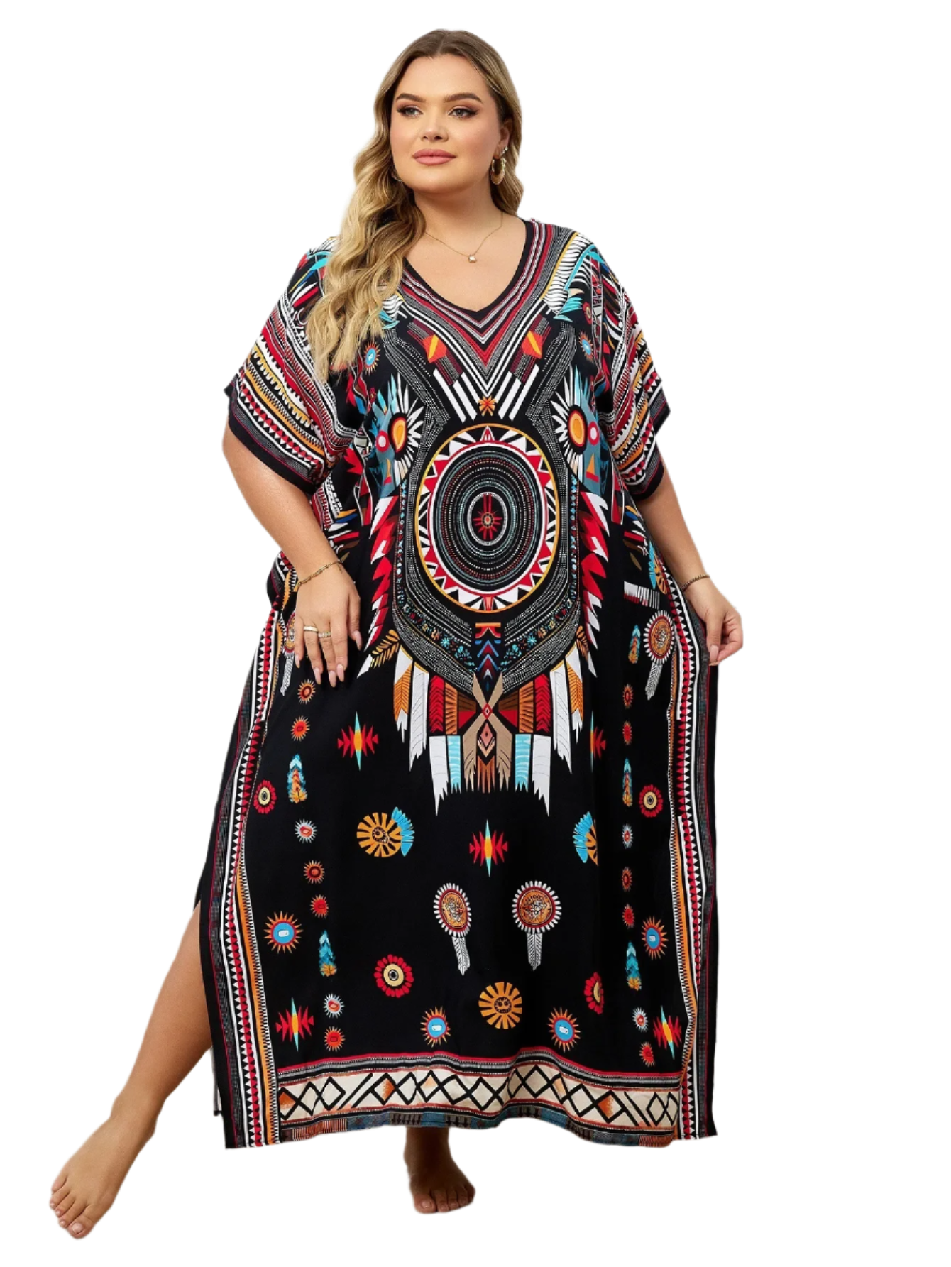 Flowing Plus-Size Kaftan