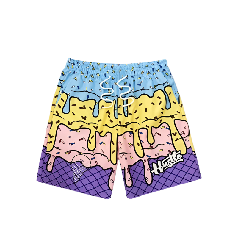 Ice Cream Graphic Beach Shorts