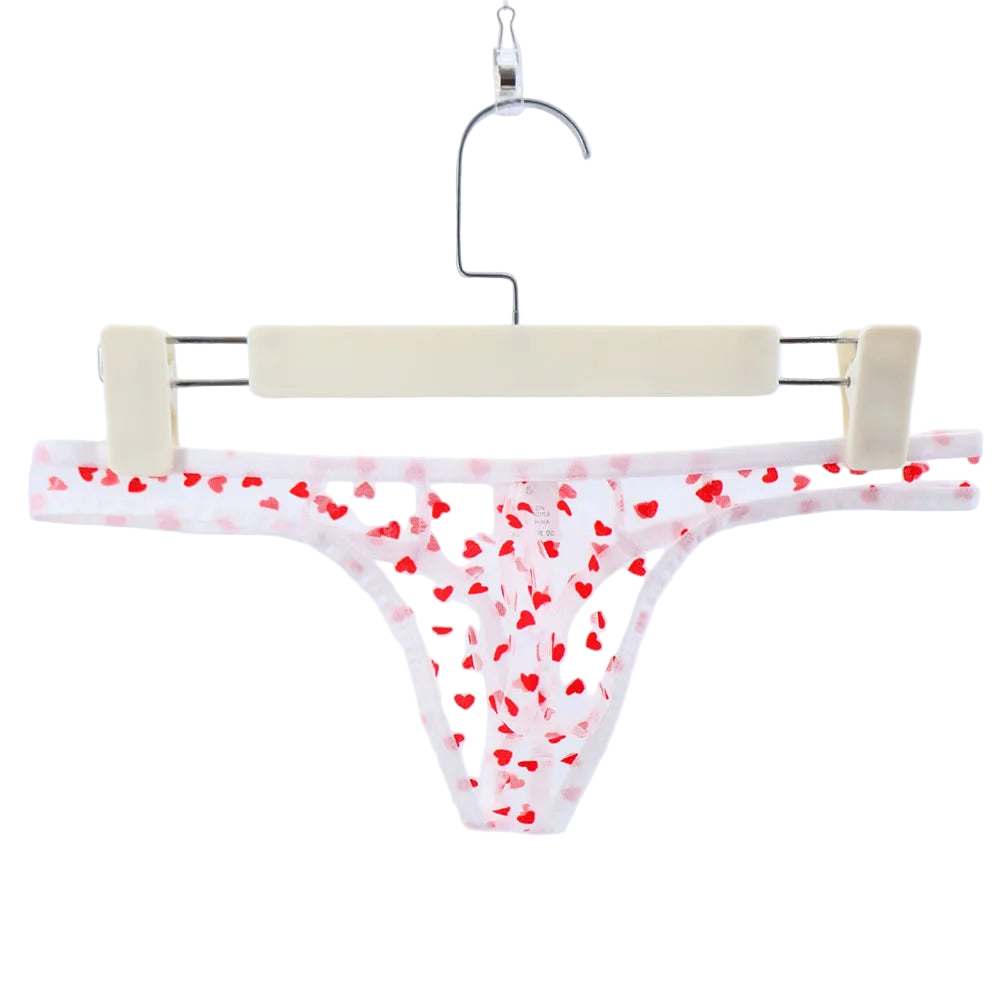 Men's Breathable Heart Printed Thongs Underwear