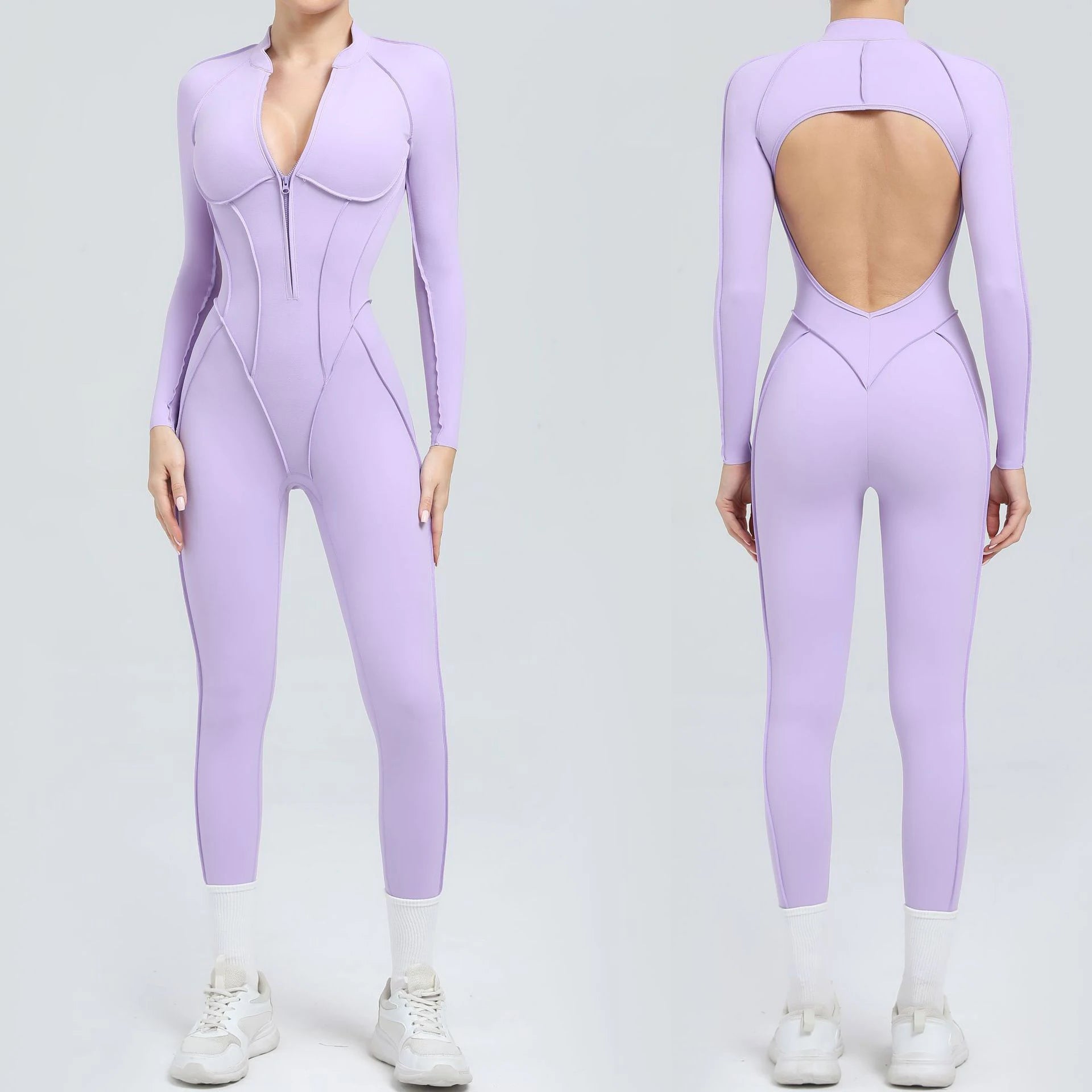 Long-Leg Zipper Yoga Jumpsuit