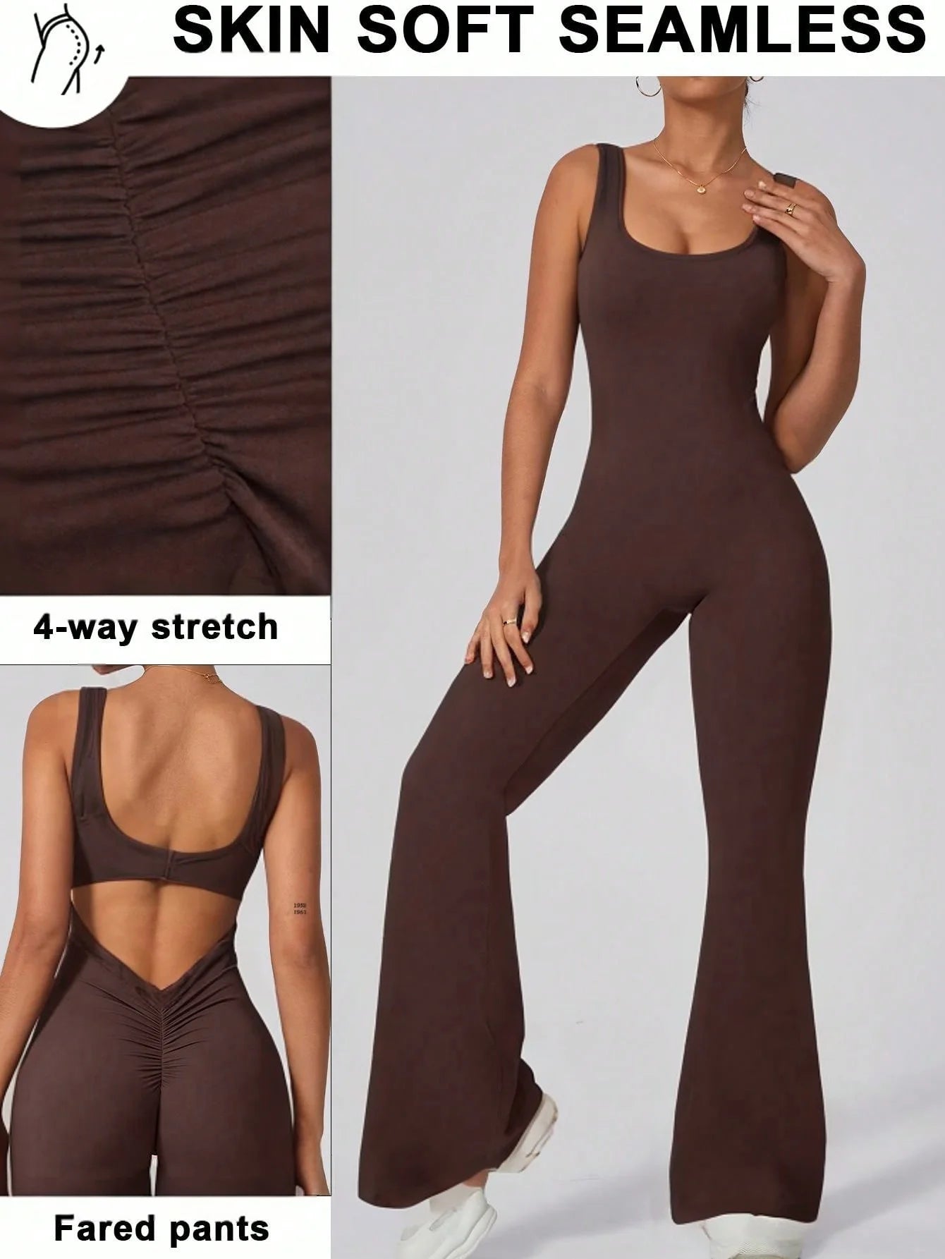 Soft Padded Backless Yoga Jumpsuit